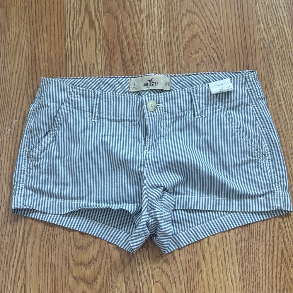 Hollister Blue & White Striped Shorts 1